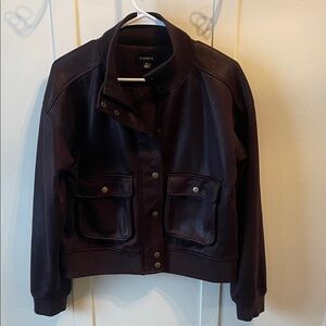 Women's aviator brown Leather Jacket